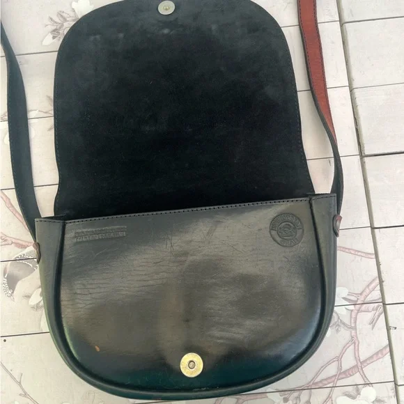 Vintage Black and Brown Crossbody Bag with Gold Accent - Picture 2 of 7